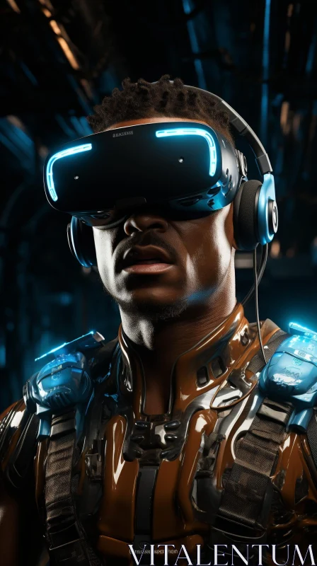 Virtual Reality Portrait of African-American Man in Armor AI Image