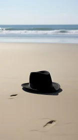 Black Hat on Sandy Beach by the Ocean