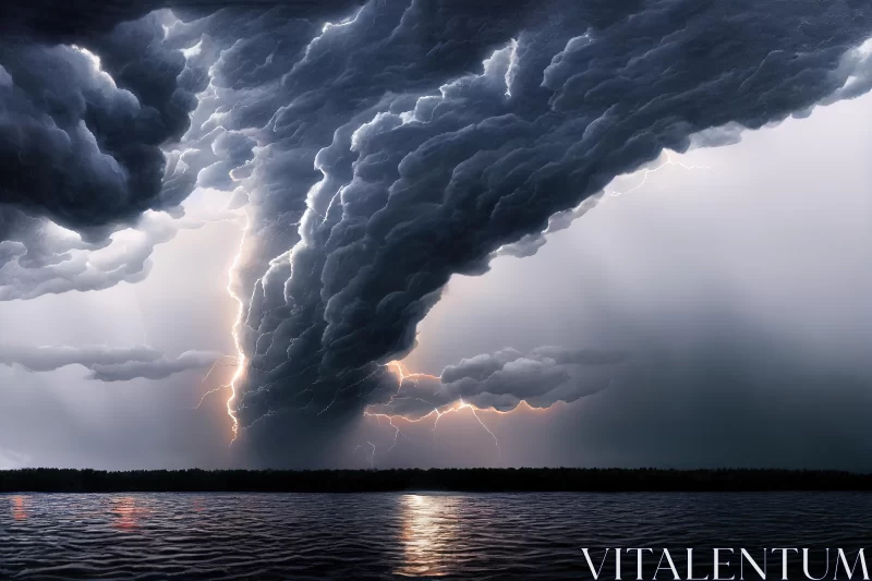 Captivating Storm Over Water with a River | Dynamic Nature Art AI Image