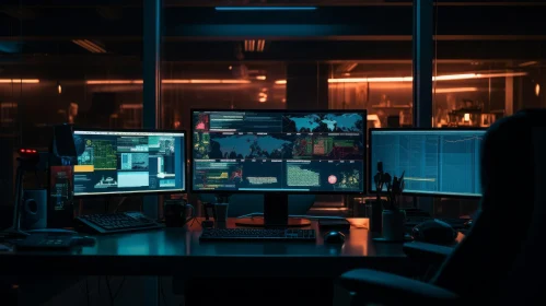 Dark and Moody Hacker's Workspace - Intriguing Scene