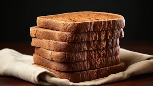 Dark Brown Bread Slices on Beige Napkin