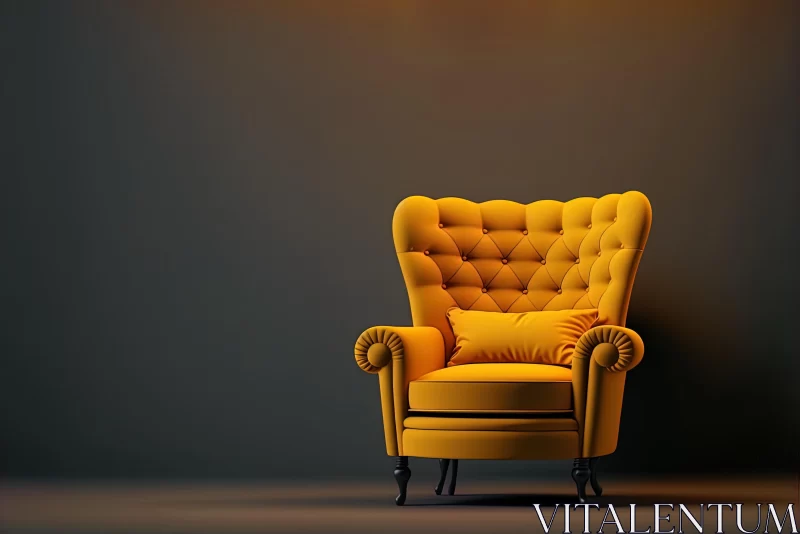 Golden Arm Chair in Dark Background - Realistic 3D Rendering AI Image
