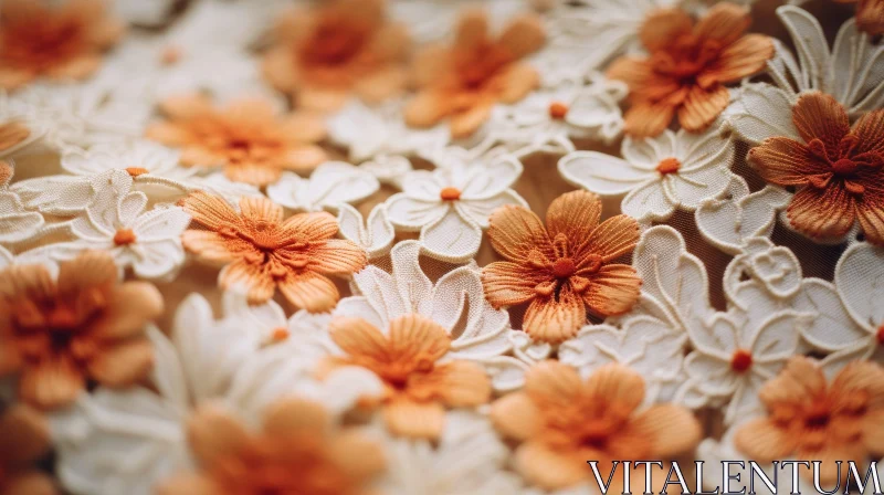 AI ART Intricate Floral Embroidered Fabric Close-Up