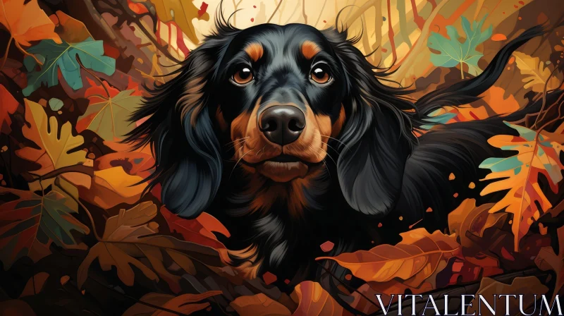 Long-Haired Dachshund in Autumn Field AI Image