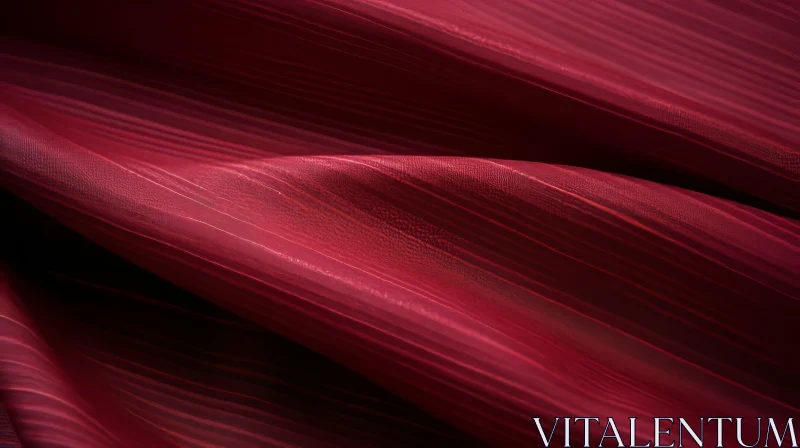 Red Silk Fabric Close-Up - Smooth and Vibrant Texture AI Image