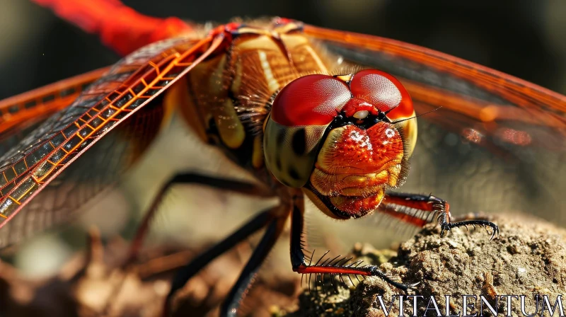 AI ART Stunning Dragonfly Close-up on Rock