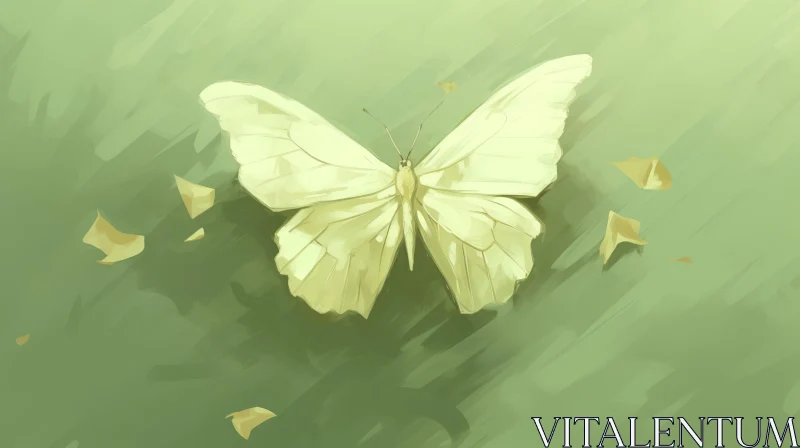 White Butterfly Digital Painting - Detailed Illustration AI Image