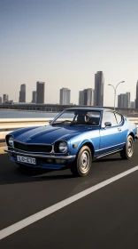 Blue Sports Car Driving on a Highway | Classic Japanese Simplicity