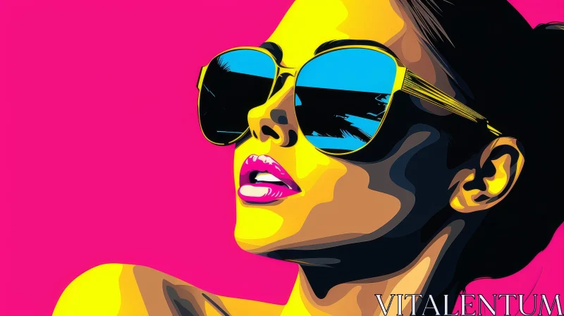 Confident Woman in Pop Art Sunglasses AI Image