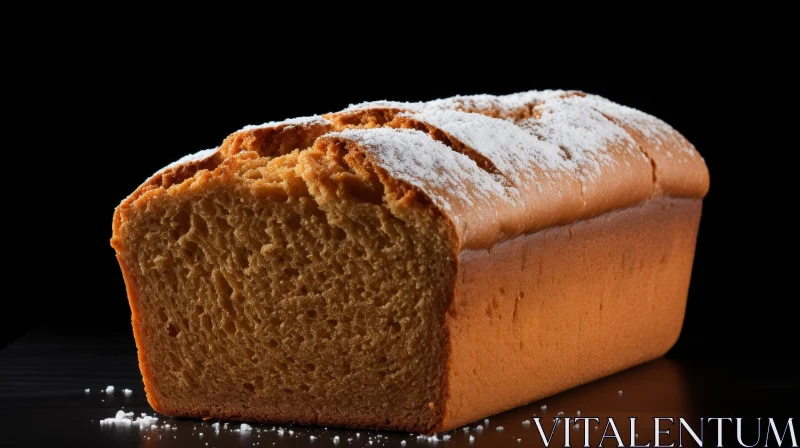Delicious Loaf Cake with Powdered Sugar on Black Background AI Image