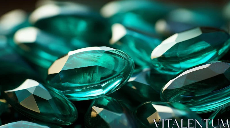 AI ART Emerald-Green Gemstones Close-Up