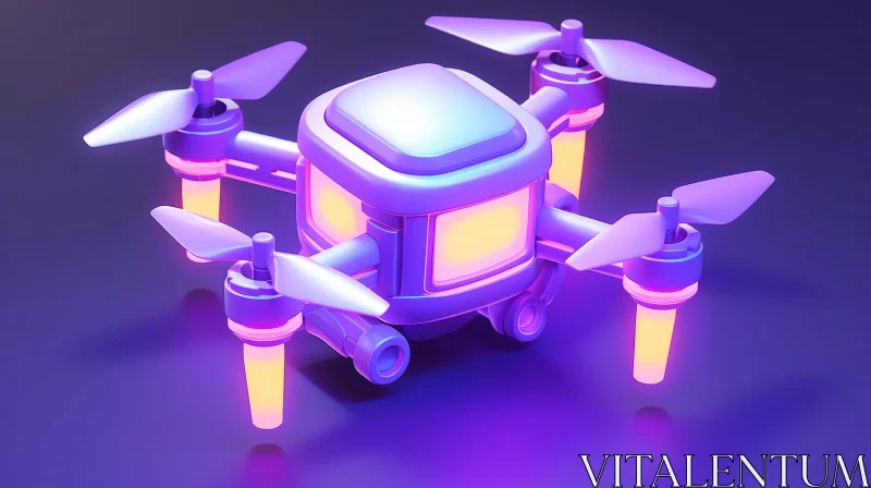 AI ART Futuristic Drone with Neon Glowing Elements
