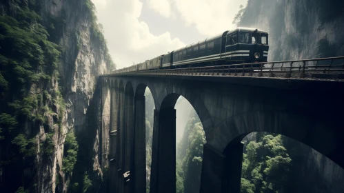 Impressive Train Crossing Tall Bridge