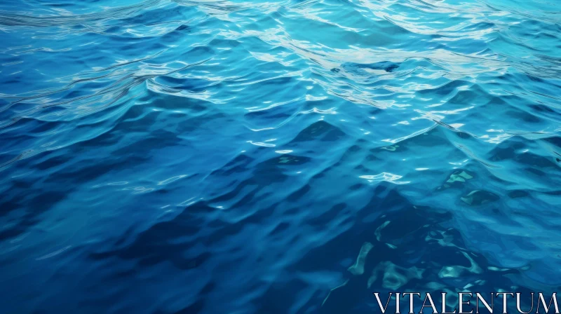 AI ART Ocean Surface Close-Up: Blue Water and Sunlight Reflection