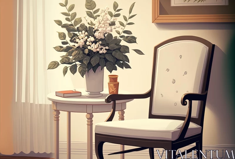 White Chair by Window: Exquisite Illustration of Tranquility AI Image