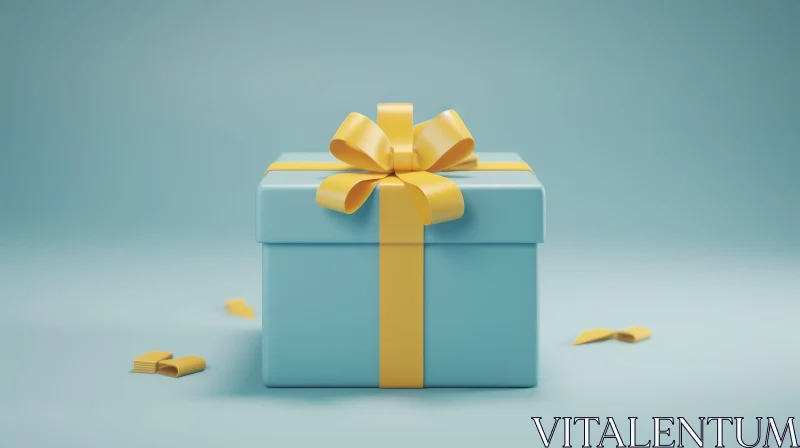 AI ART Blue 3D Gift Box Illustration - Holiday Celebration Concept