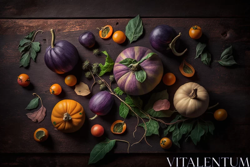 Colorful Vegetables and Pumpkins on a Black Background AI Image