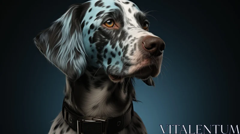 AI ART Dalmatian Dog Portrait in Blue Background