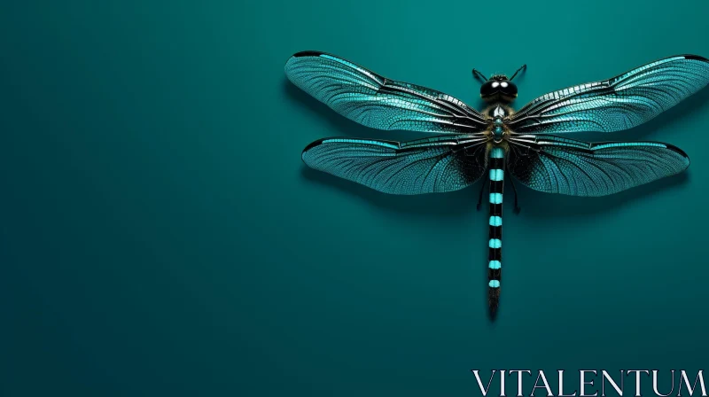 AI ART Dark Blue Dragonfly 3D Rendering with Teal Accents
