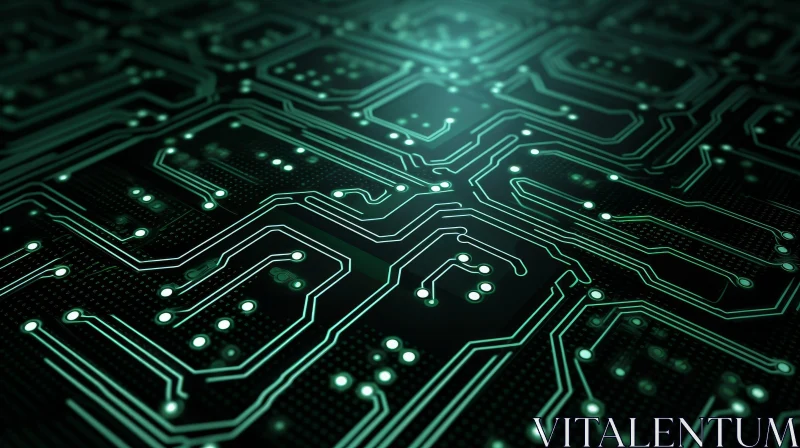 AI ART Green Circuit Board Close-Up - Technology Image