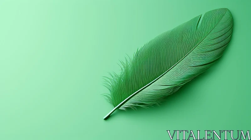 Green Feather Illustration on Background AI Image