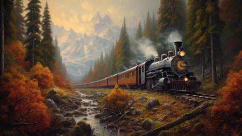 Scenic Steam Locomotive Journey in Mountain Landscape