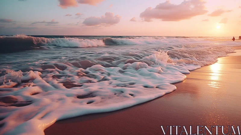 Serene Beach Sunset Scene AI Image