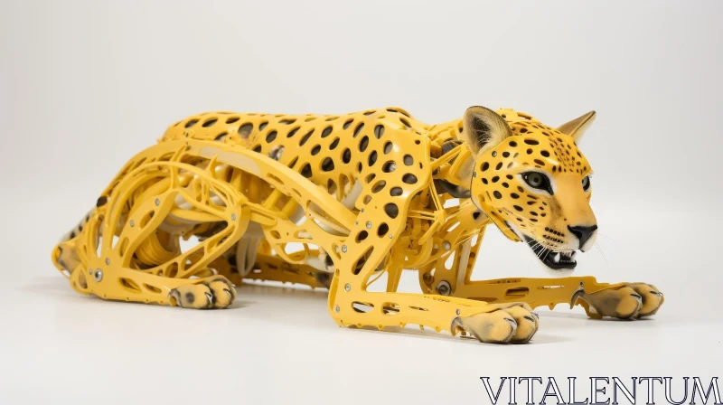 AI ART Yellow Cheetah 3D Rendering - Wildlife Predator Art