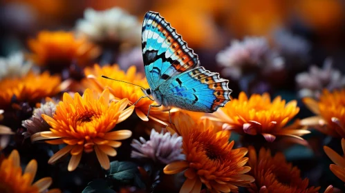 Blue and Orange Butterfly on Yellow Flower