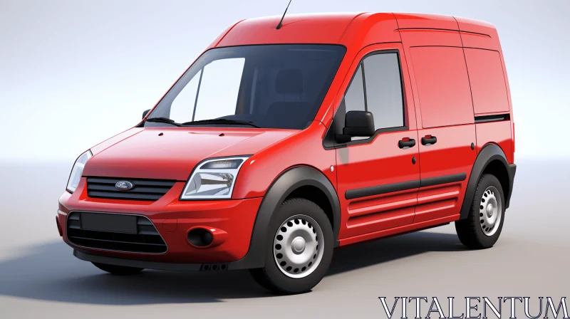 Captivating Hyperrealistic Rendering of a Red Ford Transport Van AI Image