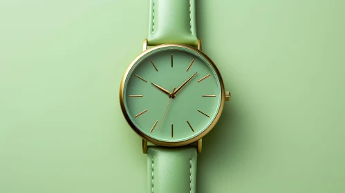 Elegant Wristwatch on Green Background