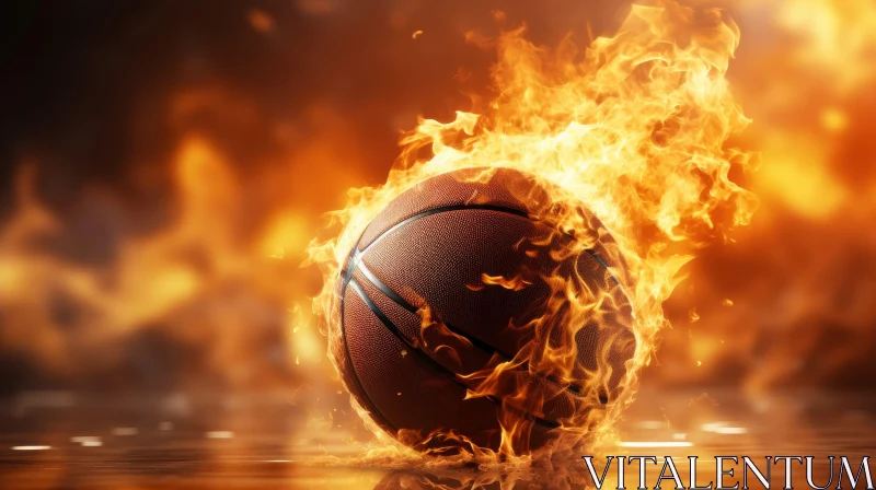 AI ART Fiery Basketball - Intense Sports Image