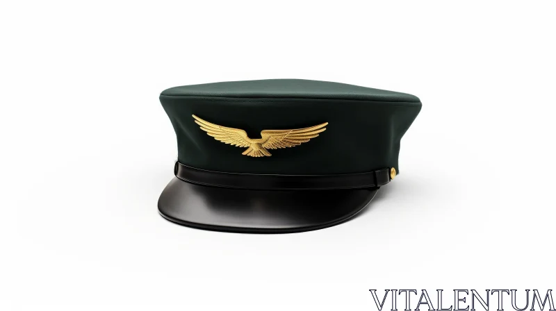 Green Pilot's Cap with Eagle Badge - Stylish Aviation Accessory AI Image