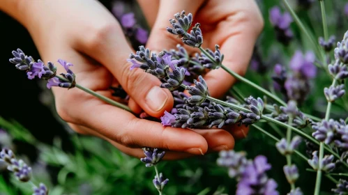 Lavender Flowers in Hand - Natural Beauty Captured
