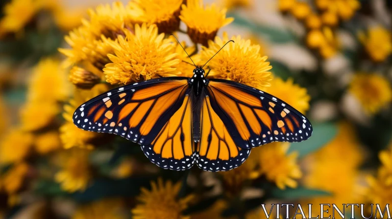 Monarch Butterfly on Flower Close-Up AI Image