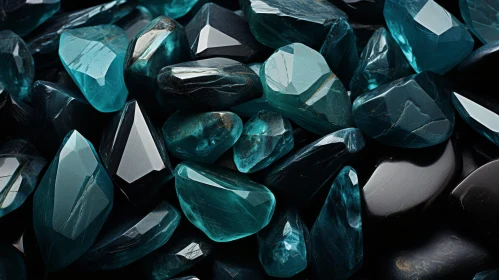 Shiny Blue and Green Gemstones Close-up
