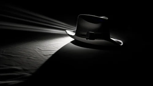 Stylish Black Fedora Hat on White Silk