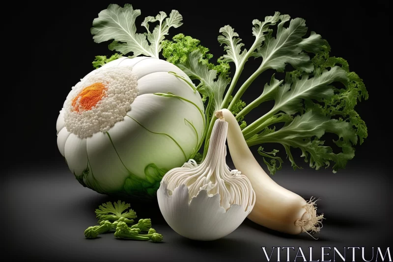Captivating Still Life of Various Vegetables with Dramatic Lighting AI Image