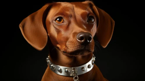 Close-up Dachshund Dog with Silver Collar