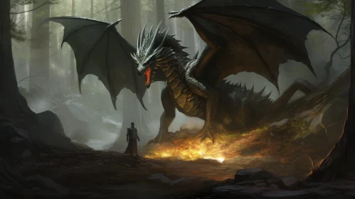 Dark Fantasy Dragon vs. Knight Digital Painting