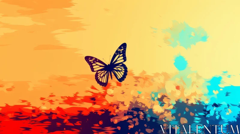 Beautiful Butterfly Watercolor Painting | Nature Field Flowers AI Image