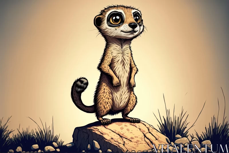 Charming Cartoon Meerkat - Highly Detailed and Colorful Illustration AI Image