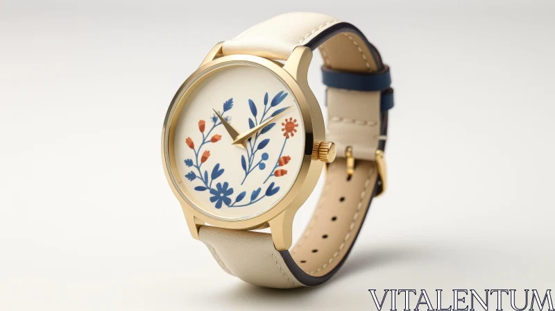 Elegant Floral Pattern Wristwatch AI Image