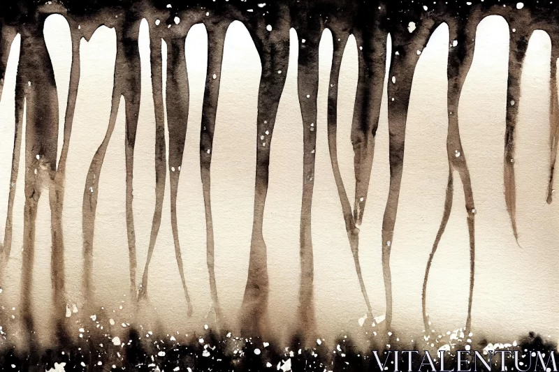Enchanting Water Dripping Illustration with Sepia Tone and Organic Abstractions AI Image