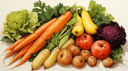 Fresh and Colorful Vegetable Assortment on White Background