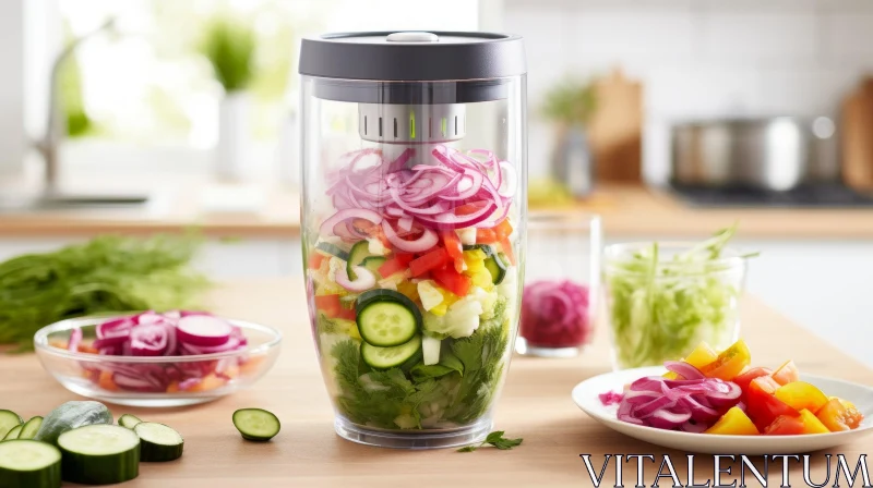 Fresh Vegetable Layers in Kitchen Container AI Image