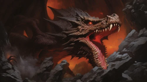 Red Dragon Digital Painting in Fantasy Setting