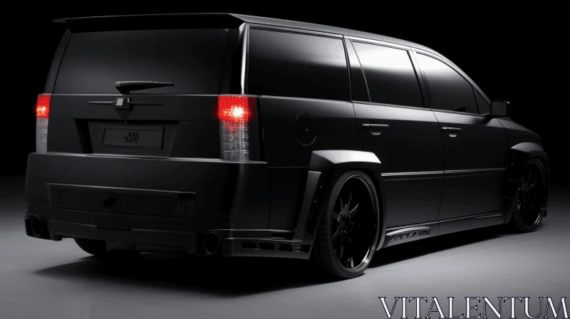 Black Minivan with LED Light | Japonism-inspired Art AI Image