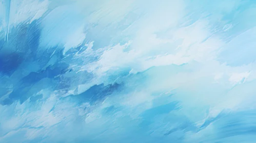 Blue and White Wave Watercolor Painting