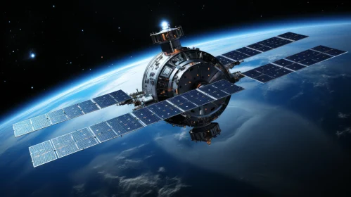 Communication Satellite Orbiting Earth - Technology Image